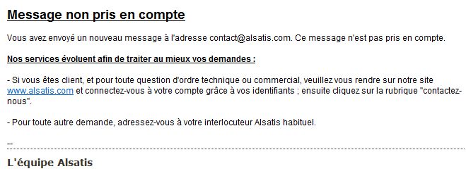alsatis ne répond plus