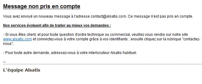 alsatis ne répond plus